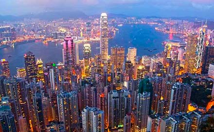 Photographie aérienne de Hong Kong et de Macau