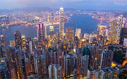 Photographie aérienne de Hong Kong et de Macau