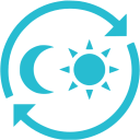Pictogramme Lune et Soleil pour représenté le service durant 24h sur 24